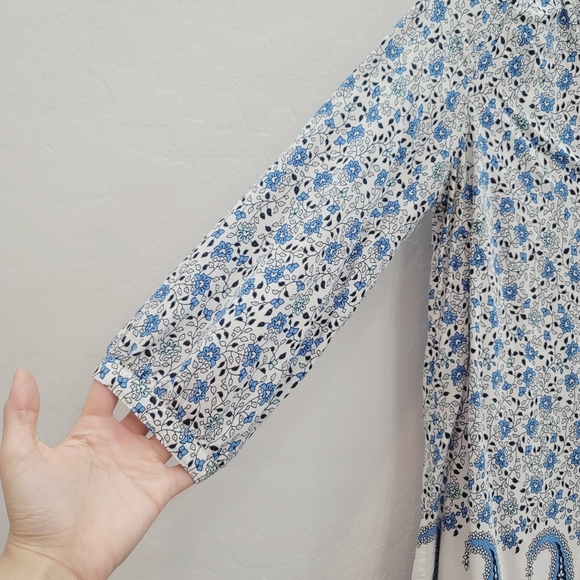 💕 Old Navy White & Blue Paisley Print Shift Dress Women's Size Small Petite - Picture 3 of 12